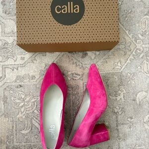 Calla Fuchsia Block Heel Pumps